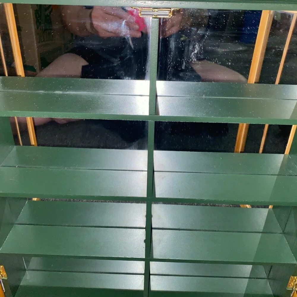 *Green Wood Glass Door Curio Cabinet for Miniatures (21